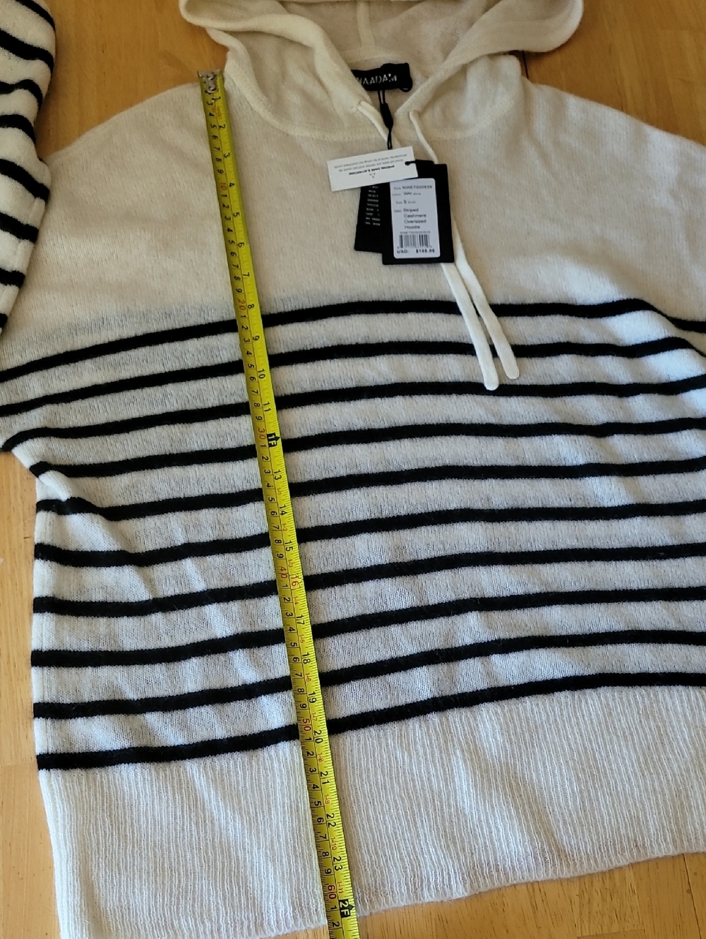 NAADAM Striped Cashmere Oversized Hoodie - Picture 7 of 11